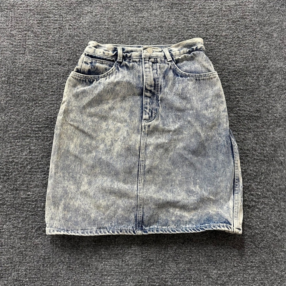Filippo-Totti Denim Skirt Womens Size 7/8 Blue Acid Wash High Waisted Cotton
